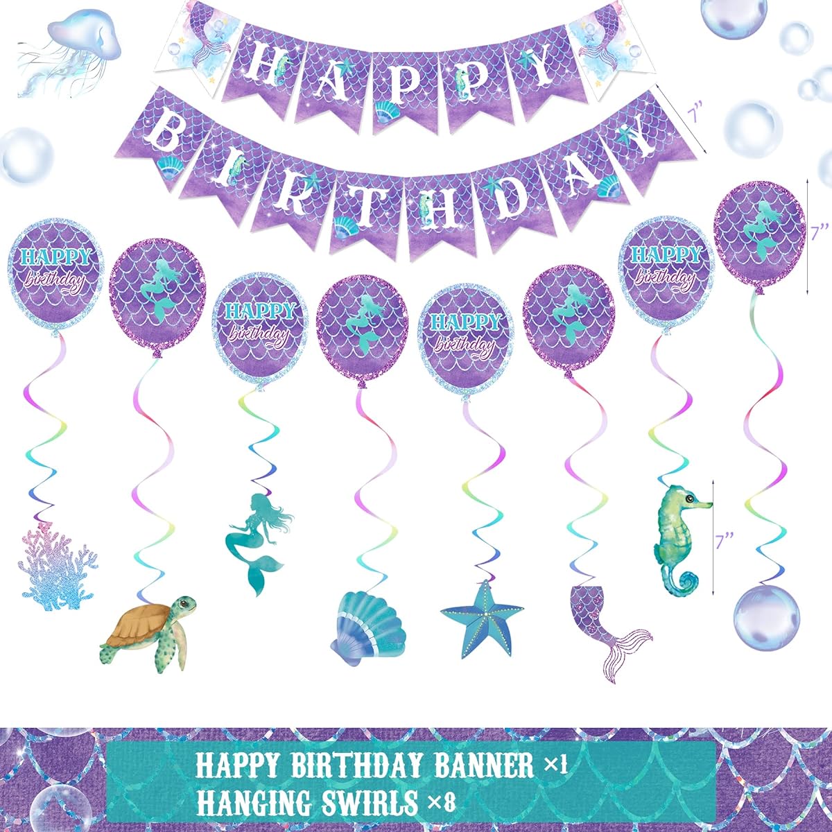 Nalyee Mermaid Party Supplies (Serves 16) Complete Mermaid Birthday Party Supplies Mermaid Birthday Party Decorations for Girls Under the Sea Mermaid Party Decorations