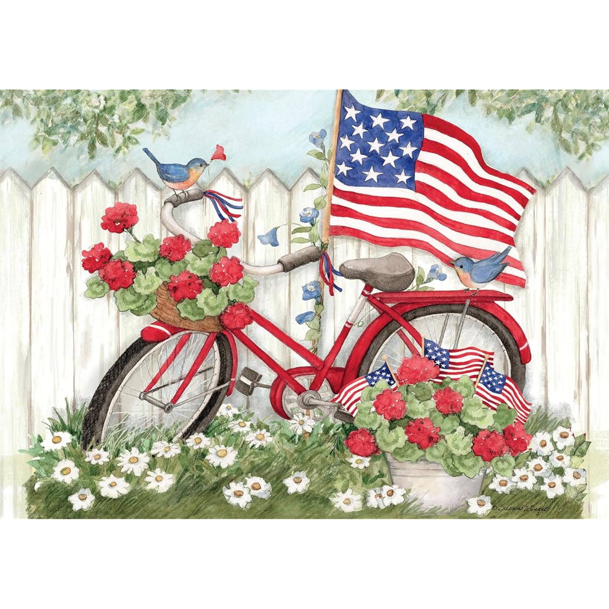 Buffalo Games - Susan Winget - Red, White and Bike - 300 Large Piece Jigsaw Puzzle