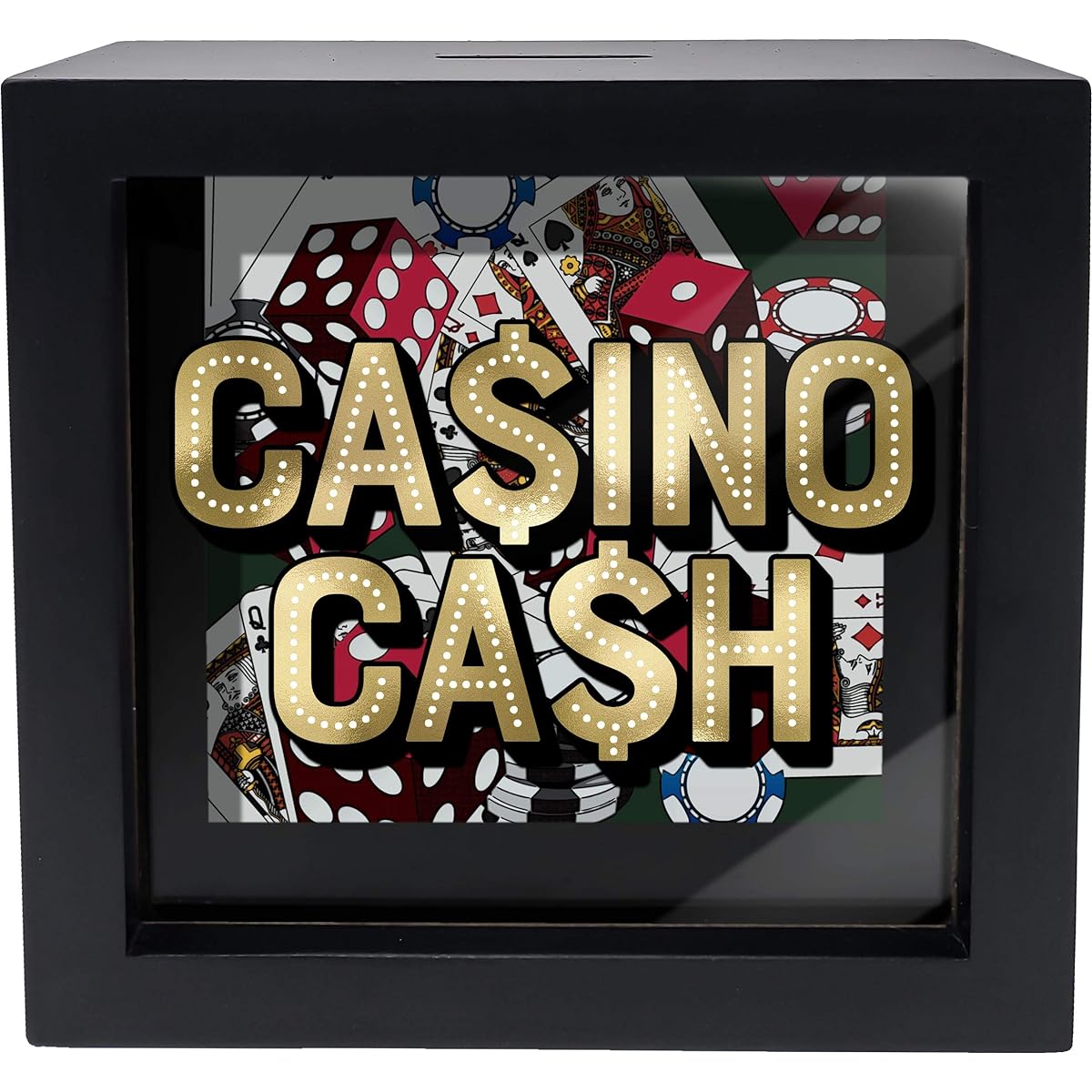 Spoontiques Casino Cash Shadow Box Money Box, Black