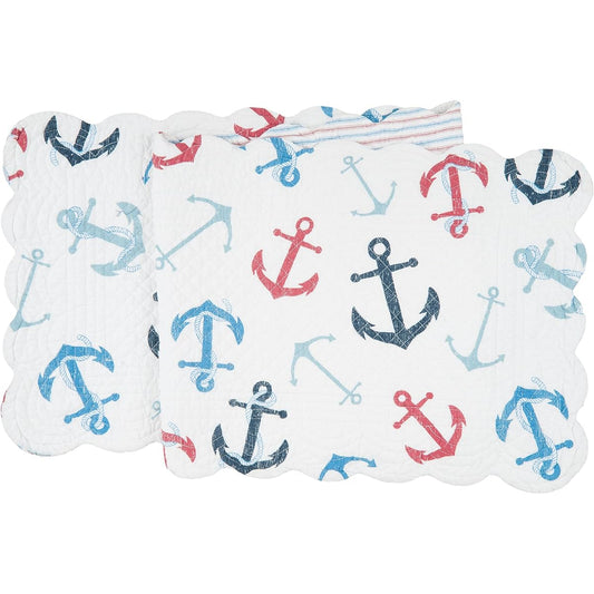 Anchors Away Cotton Quilted Reversible Table Runner 14 x 51