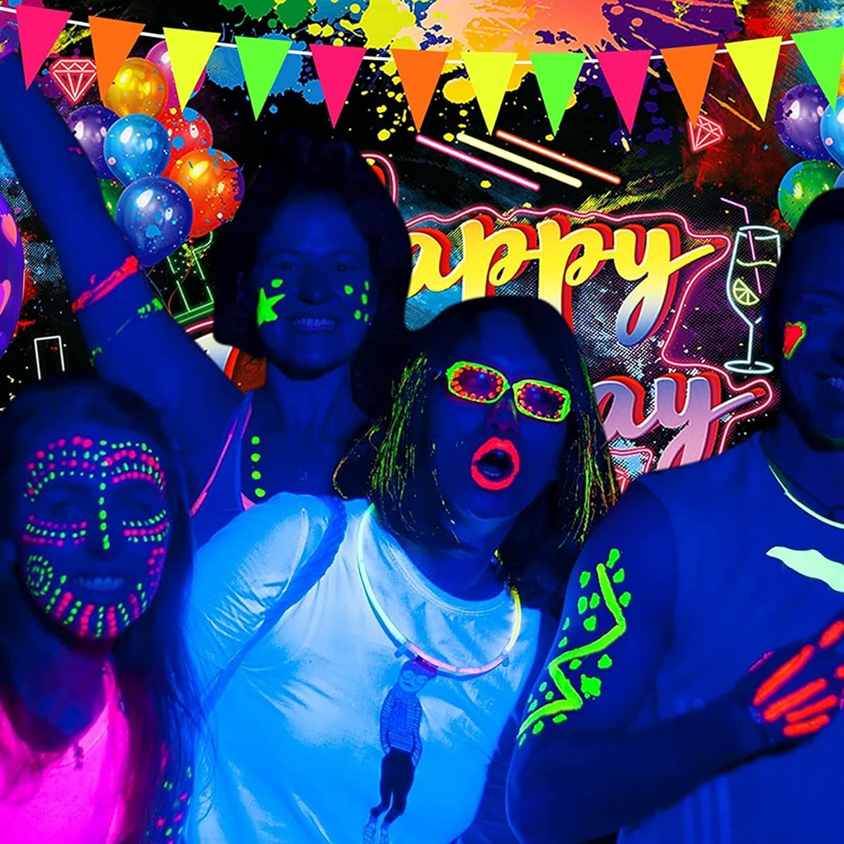 Neon Party Supplies Decorations Glow in the Dark Birthday Party Supplies