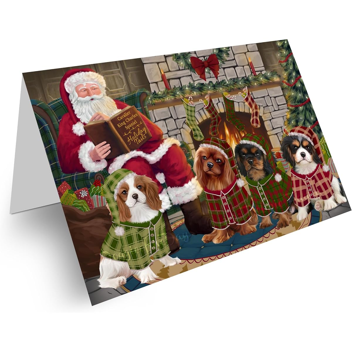 Christmas Cozy Holiday Tail Cavalier King Charles Spaniel Dog Greeting Card - Adorable Pet Invitation with Envelope - Pet Artwork Christmas Greeting Cards GCD70133 (20)