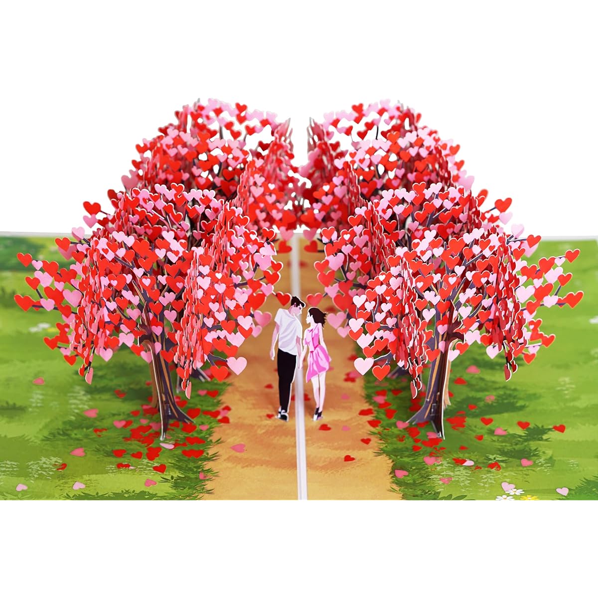 Pop Up Valentine's Day Card 3D Anniversary Wedding Birthday Card for Your Loved One (Size 6 x 8 inches - Romantic Couple Heart Tree Pass)