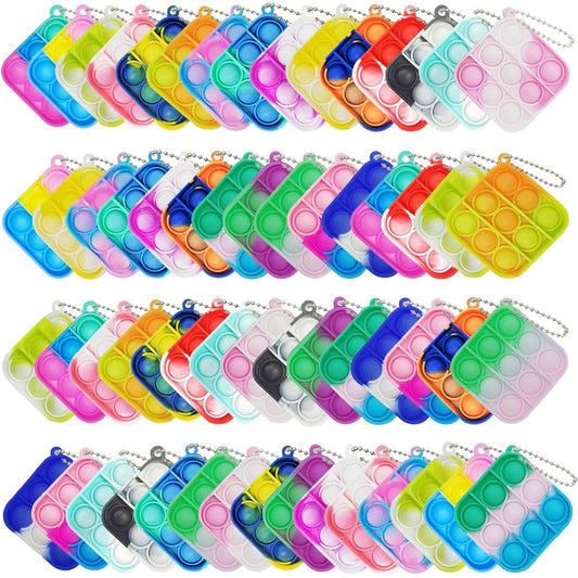 120pcs Mini Pop Bubble Fidget Toys Silicone Keychains Small Pops Bulk Party Favors Classroom Giveaways Reliever Hand Toys Goodie Bag Stuffers Halloween Christmas Birthday Gifts for Kids/Students