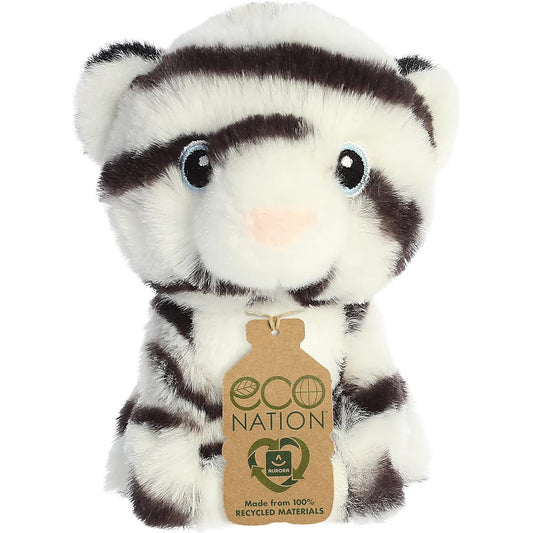 Aurora® Eco-Friendly EcoNation™ White Tiger Plush - Environmentally Conscious - Recycled Materials - White 5"