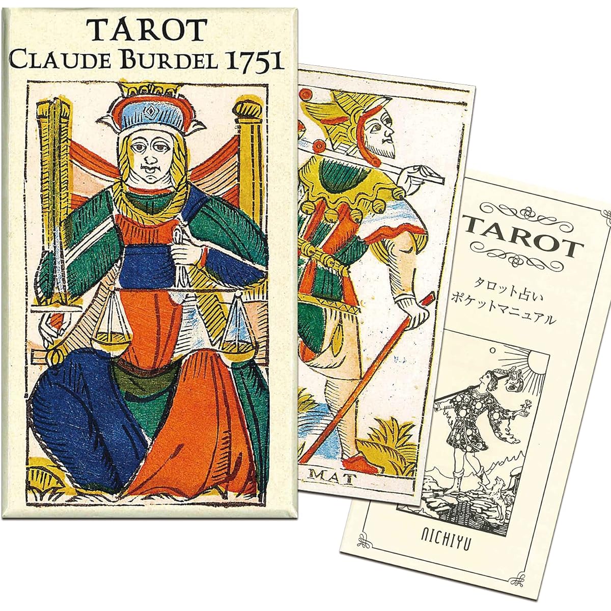 Tarot by Claude Badel 1751 with Japanese booklet "Pocket Manual" Marseilles edition Tarot cards