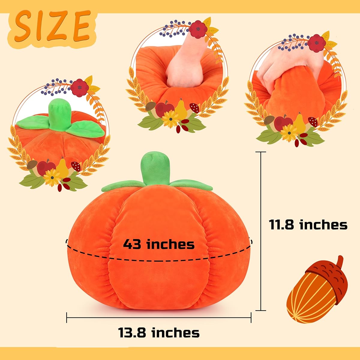 Wenyueyan Pumpkin Pillow Ghost Face Plush Toy - Halloween Pumpkin Decoration Toy Gift for Kids Adults Orange 13.8 x 11.8 Inch