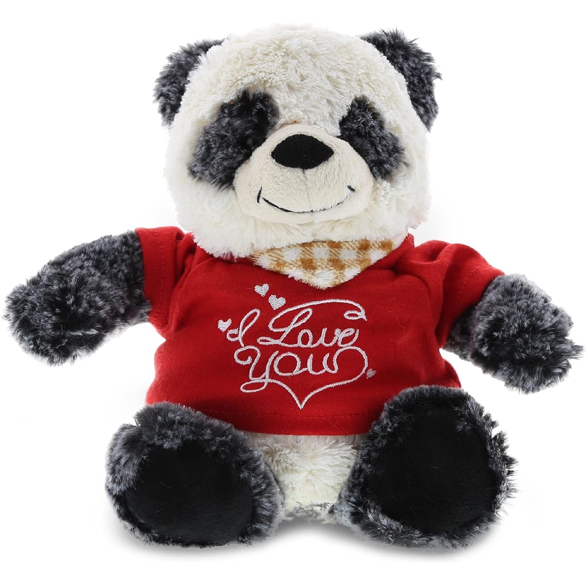 Dollibu Sitting Panda Bear I Love You Valentines Stuffed Animal - Red Message T-Shirt - 7 Inch - Super Soft Plush - Item # K5050-5994