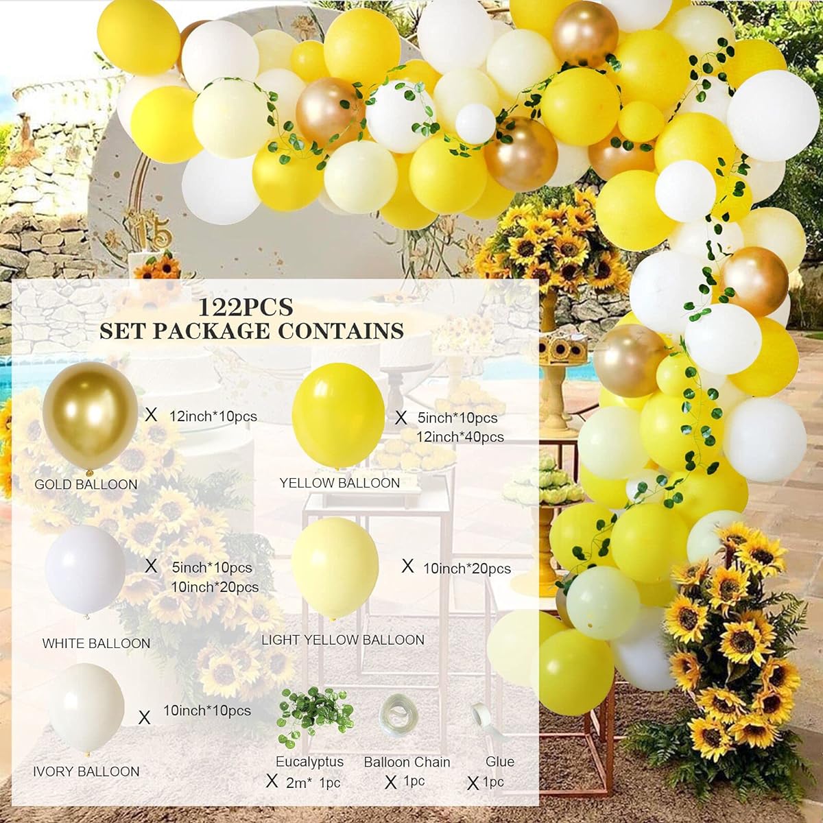 Since 120 Pieces Sunflower Baby Shower Decorations Yellow Balloon Garland Arch Kit Flower Vine First Sunflower Birthday Bee Theme Party Decorations