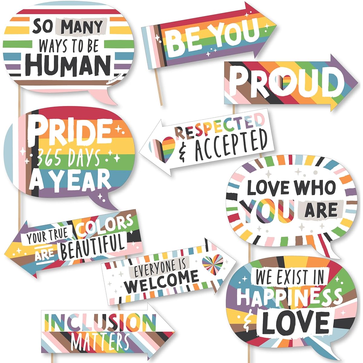 Big Dot of Happiness So Many Ways to Be Human Pride Party Photo Booth Props Kit 10 Pieces