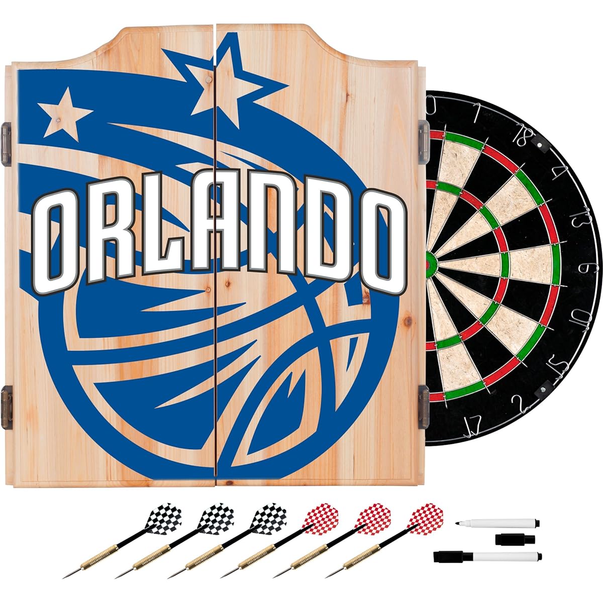 Trademark Game Room NBA7010-OM2 NBA Darts Cabinet Set with Darts and Board - Fade - Orlando Magic