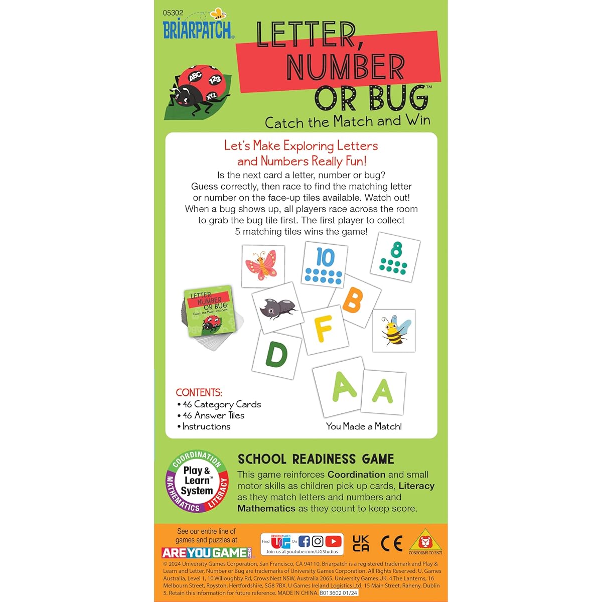 Briarpatch | Letters, Numbers, Bugs, School Readiness Games Preschool, Travel Friendly, Early Learning Activities for Kids Ages 3 and Up.