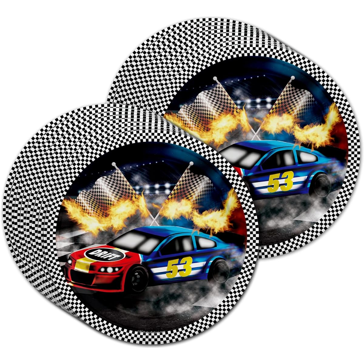 Race Car Party Supplies - Racing Birthday Party Supplies - Car Racing Party Supplies - Race Car Birthday - Boy's Birthday | Tableware Set Includes Plates, Napkins, and Cups | Kit for 16 People