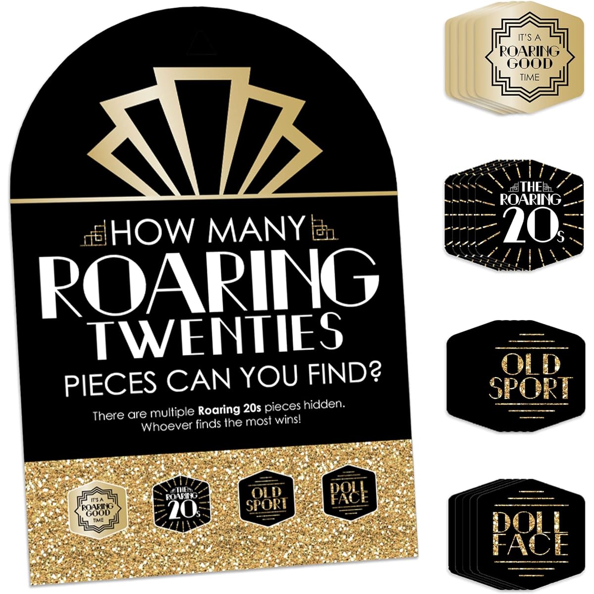 Big Dot of Happiness Roaring 20's - 1920s Art Deco Jazz Party Scavenger Hunt - 1 Stand and 48 Game Pieces - Hide and Seek Game