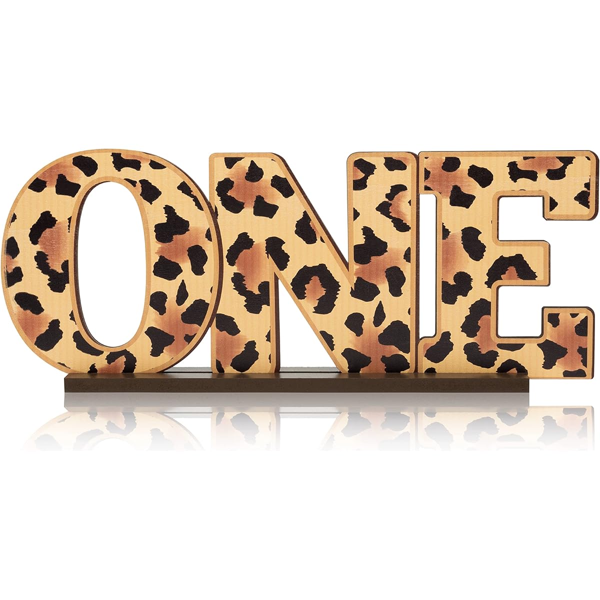 G1ngtar Leopard Print Wild One Wooden Table Centerpieces Baby Boy Girl Safari Animal Cheetah 1 Letter Sign Table Decor 1st Birthday Party Supplies Milestone Baby Shower Cake Smash Photo Props