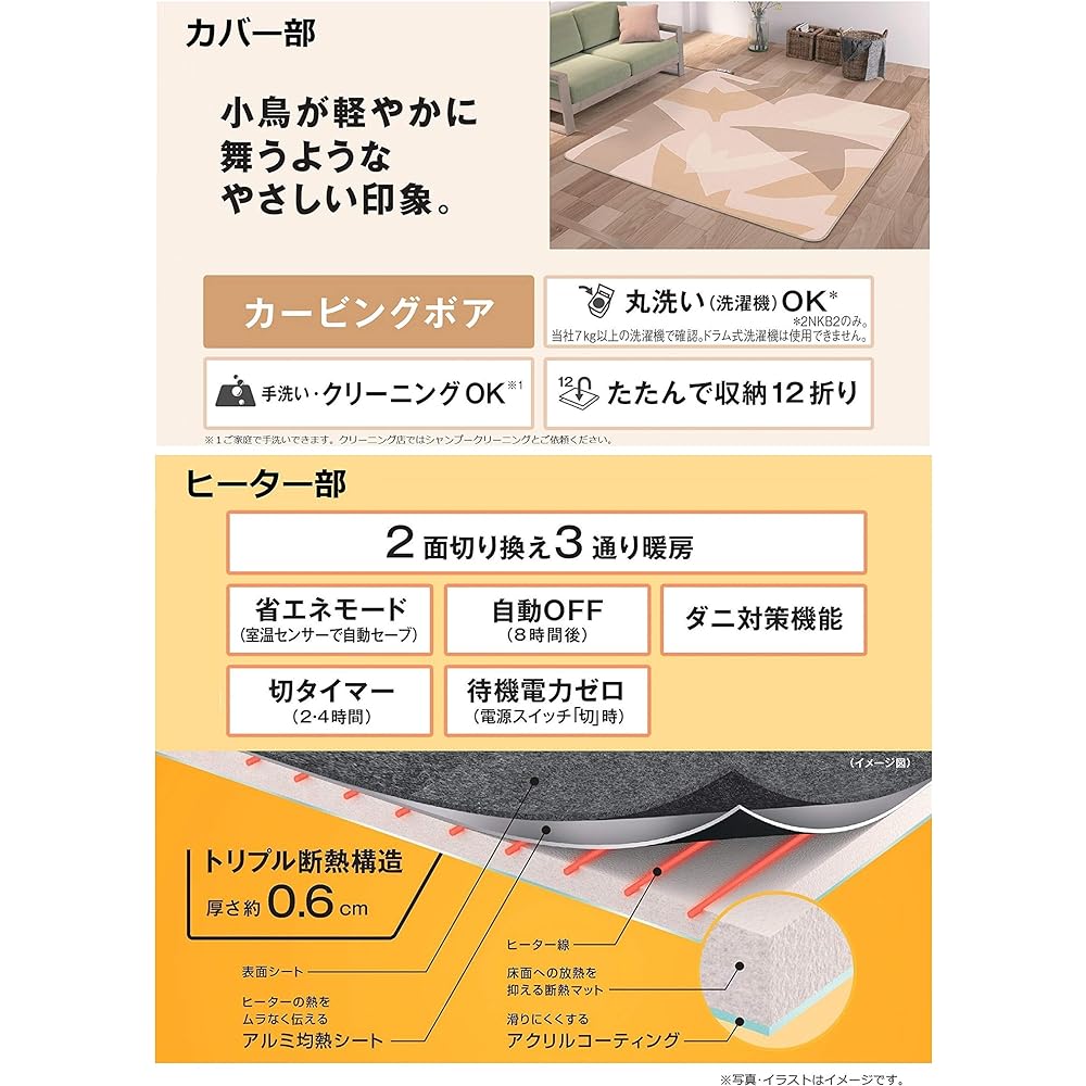 Panasonic Hot Carpet Dress-up Cover Set ~2 tatami equivalent Beige DC-2NKB2-C