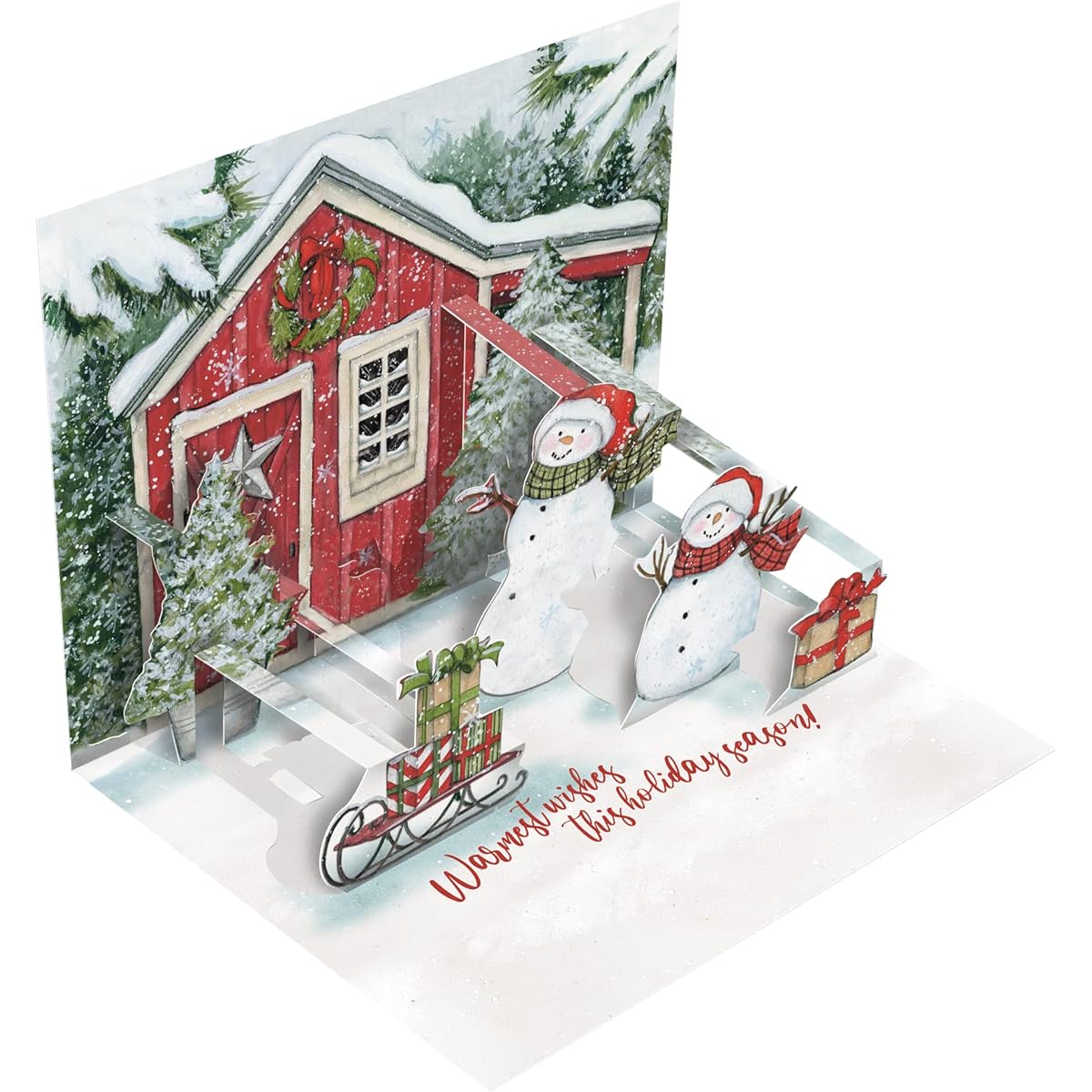 Lang Snowman's Farmhouse Pop-up Christmas Card (2005118)