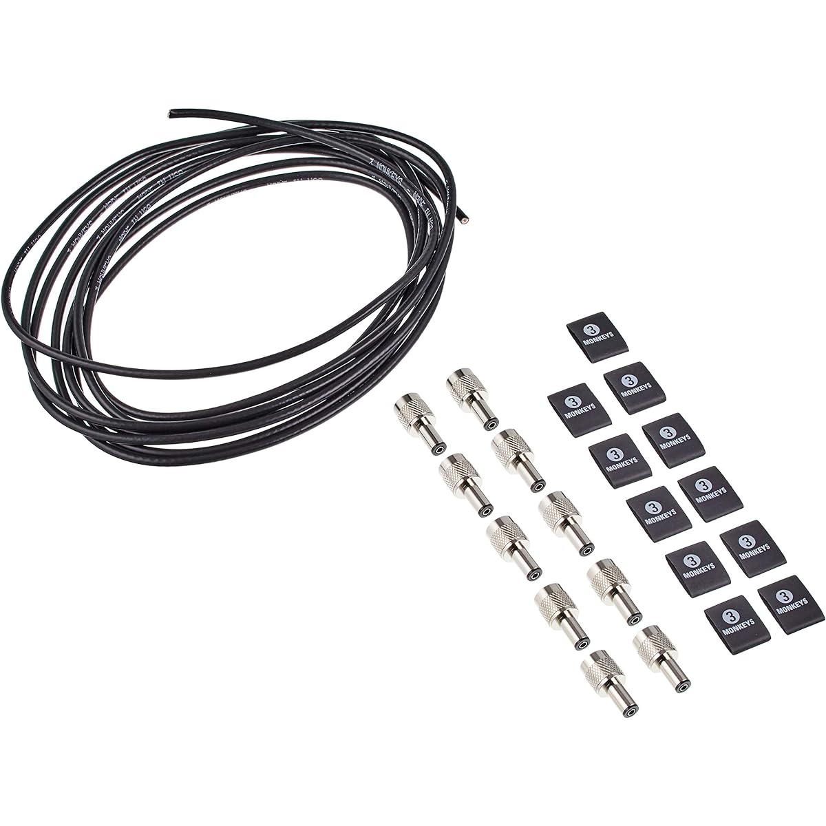 3 Monkeys Solderless DC Cable Kit DC Solderless Pedalboard Kit (10 plugs + 3m cable)