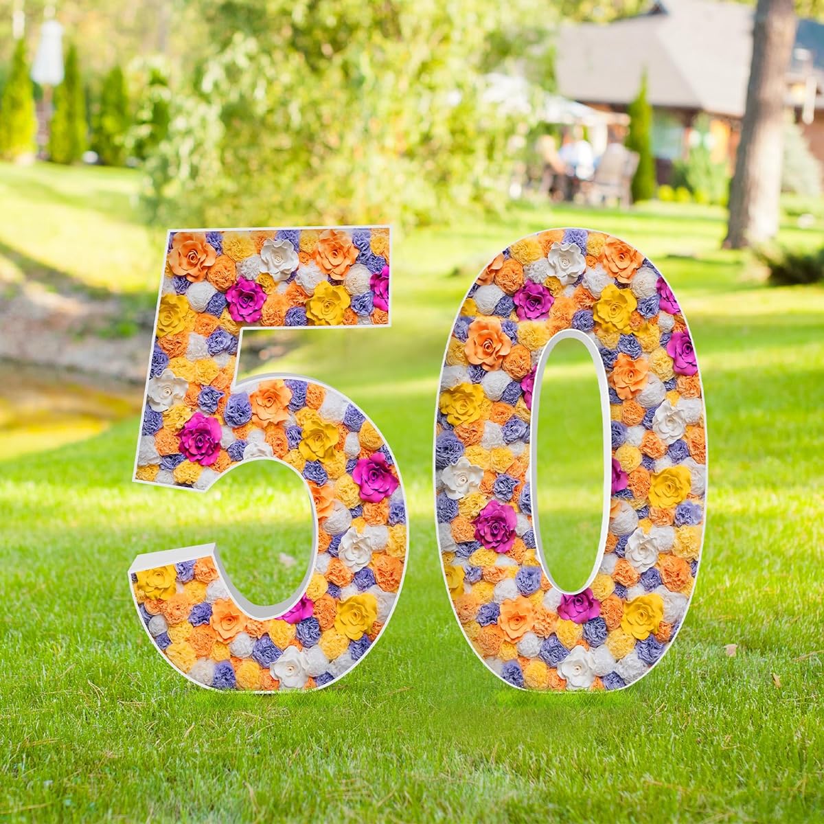 Libima 2pcs 3ft Mosaic Numbers for Balloons, Marquee Number 50 Precut Kit, 50 Mosaic Number Frames on Thick Foam Board for 50th Birthday, Wedding Anniversary, Party Decorations