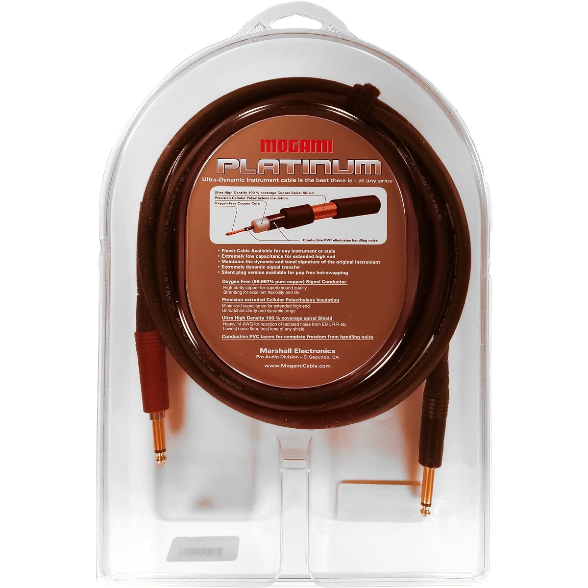 Mogami Platinum Guitar 12, Straight to Straight with Quiet Plug 12 feet by Mogami