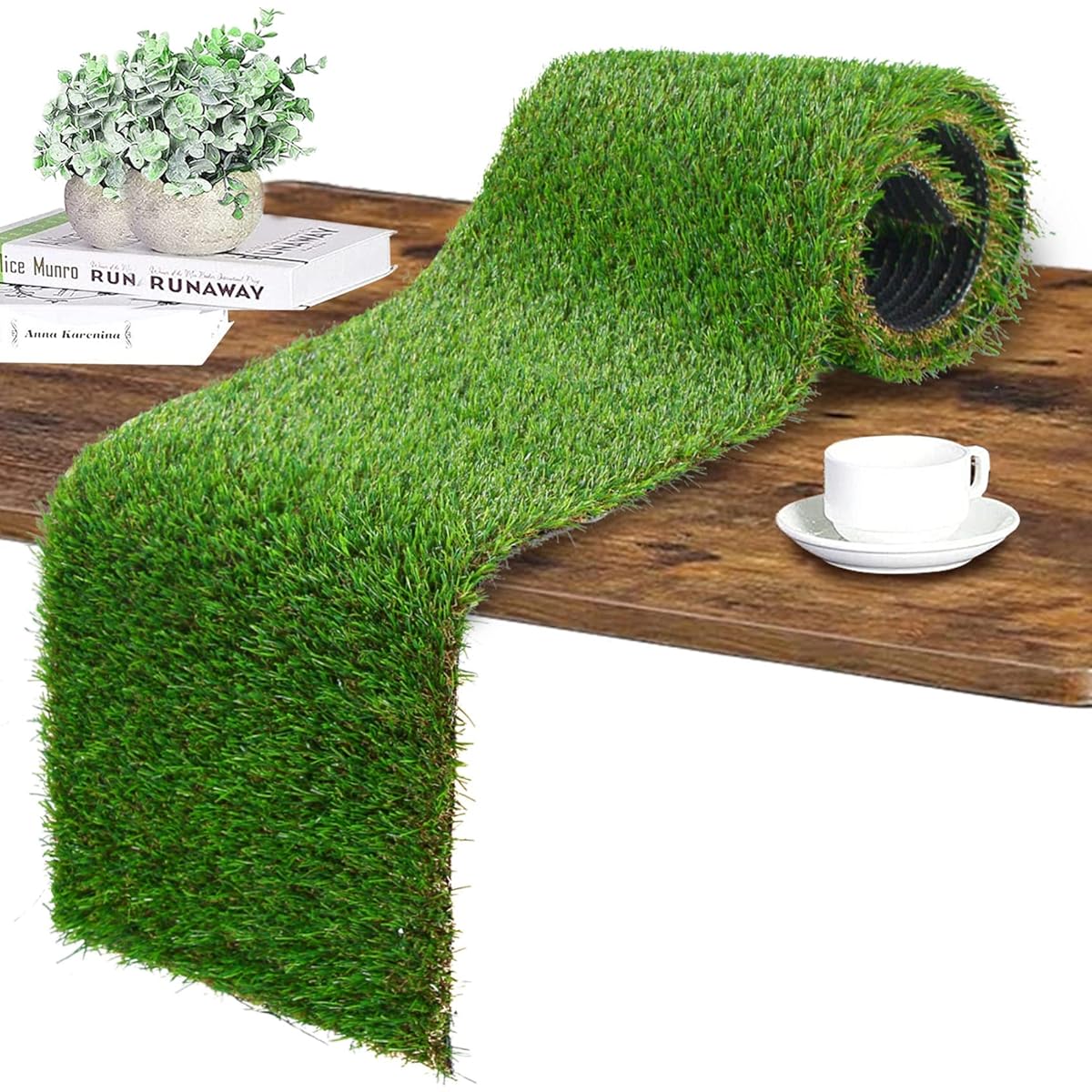 GLOBREEN Artificial Grass Table Runner Decor Party Wedding Birthday 12" x 108"