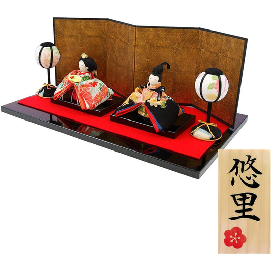Osaka Choseido Hina Doll Compact Mini Hina Doll Personalized Wooden Tag Bonus (Sent Separately) Chirimen Hina Doll Width 36cm Colorful Yuzen Hina Doll