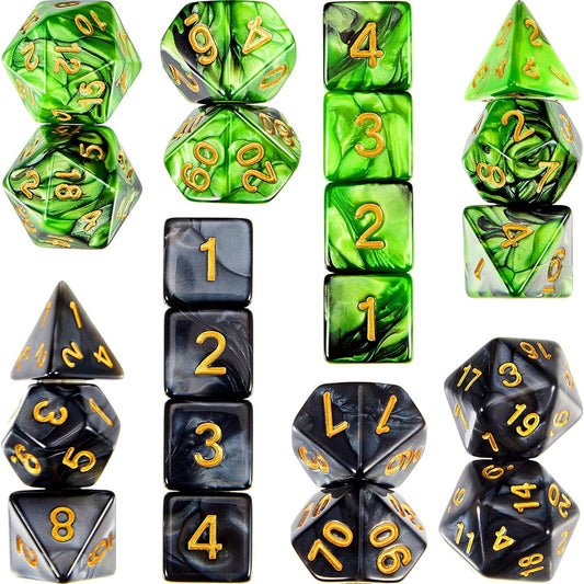 Polyhedral Dice Set 11pcs Polyhedral Dice Set Smooth Touch with Drawstring Bag Compatible with DND RPG MTG Table Game Dice 22pcs