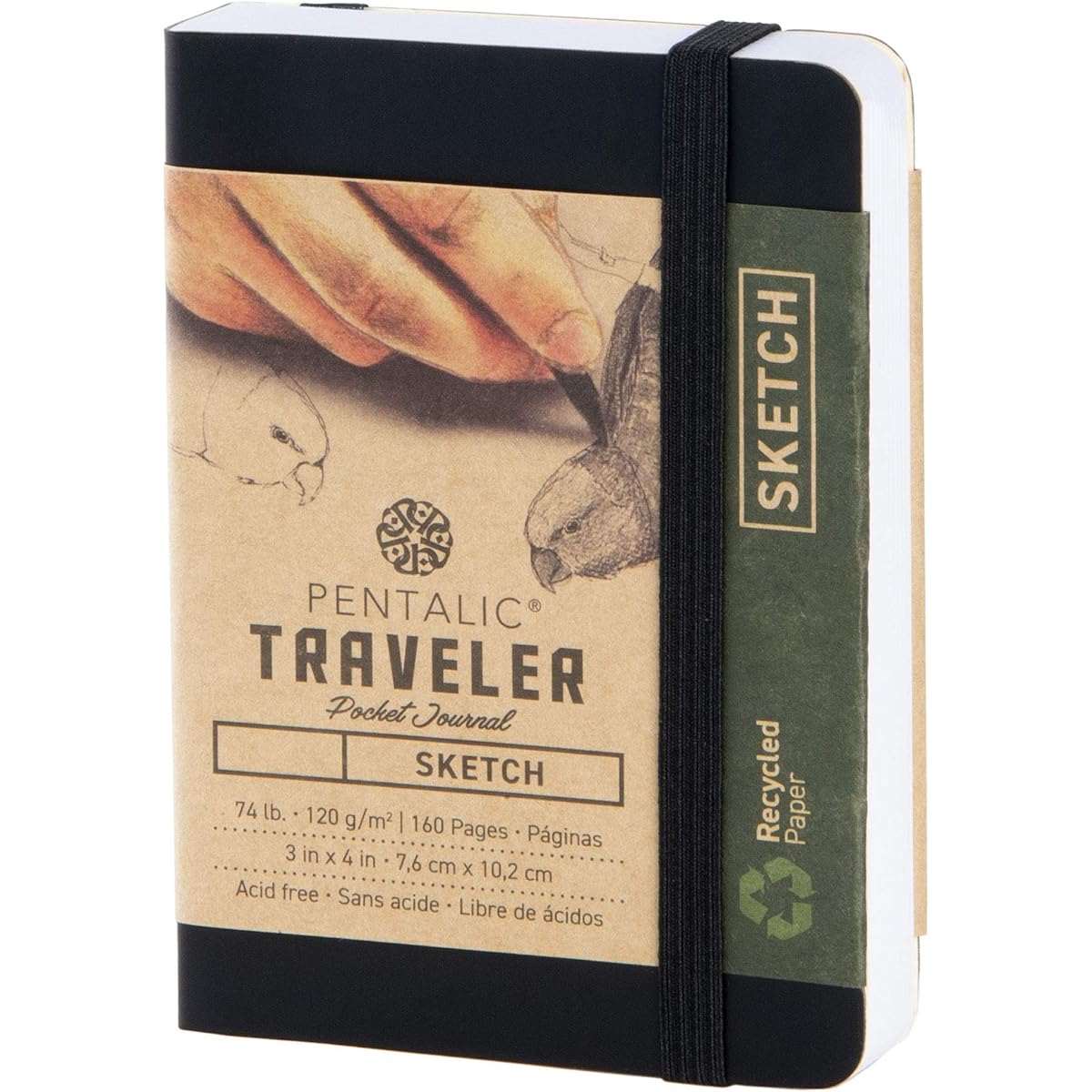 Pentalic Traveler Pocket Journal Sketch, 4 x 3, Black by Pentalic