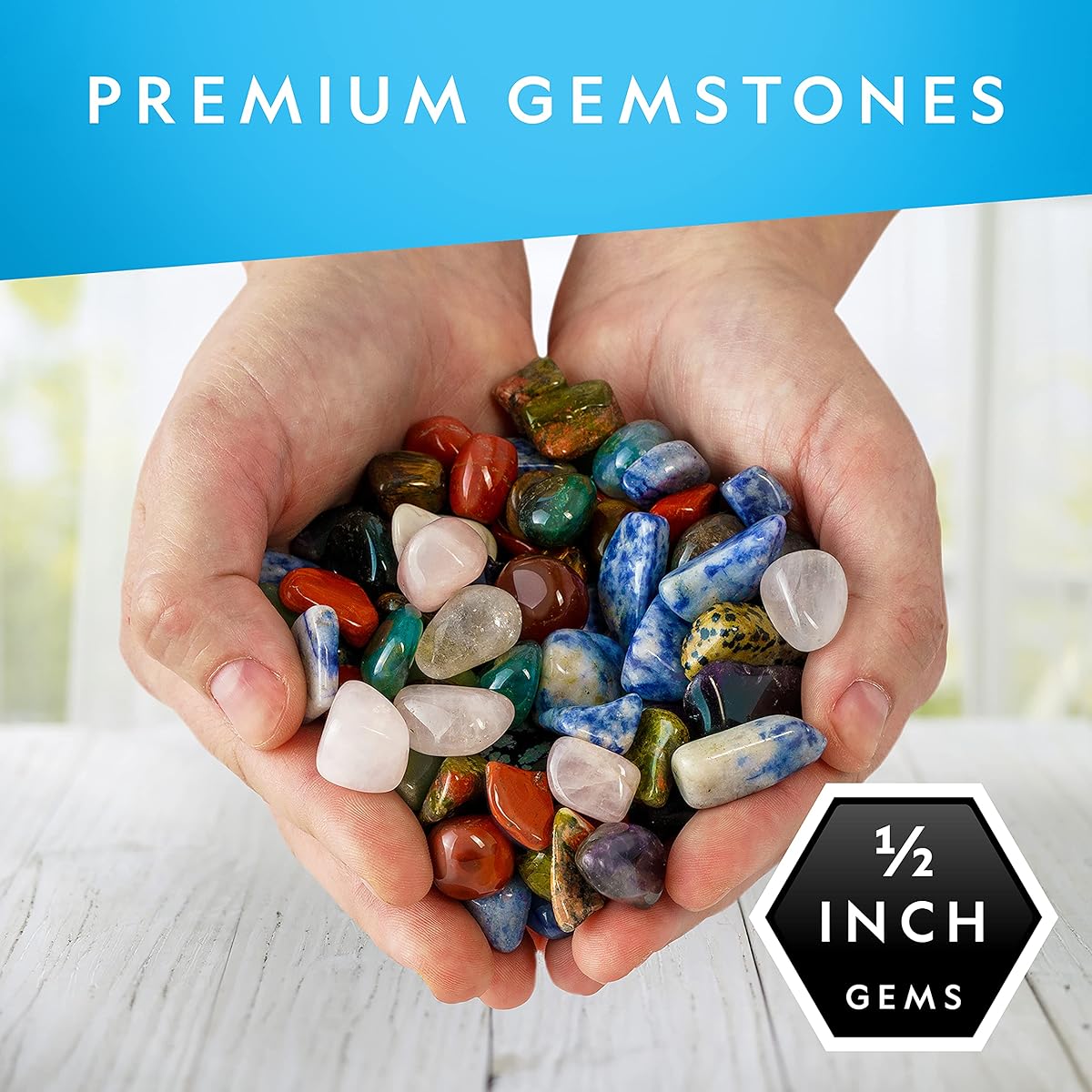 NATIONAL GEOGRAPHIC Premium Polished Stones 1/2 Inch Tumbled Stones and Crystals Bulk Arts and Crafts Rocks and Minerals Kit for Kids STEM Toys