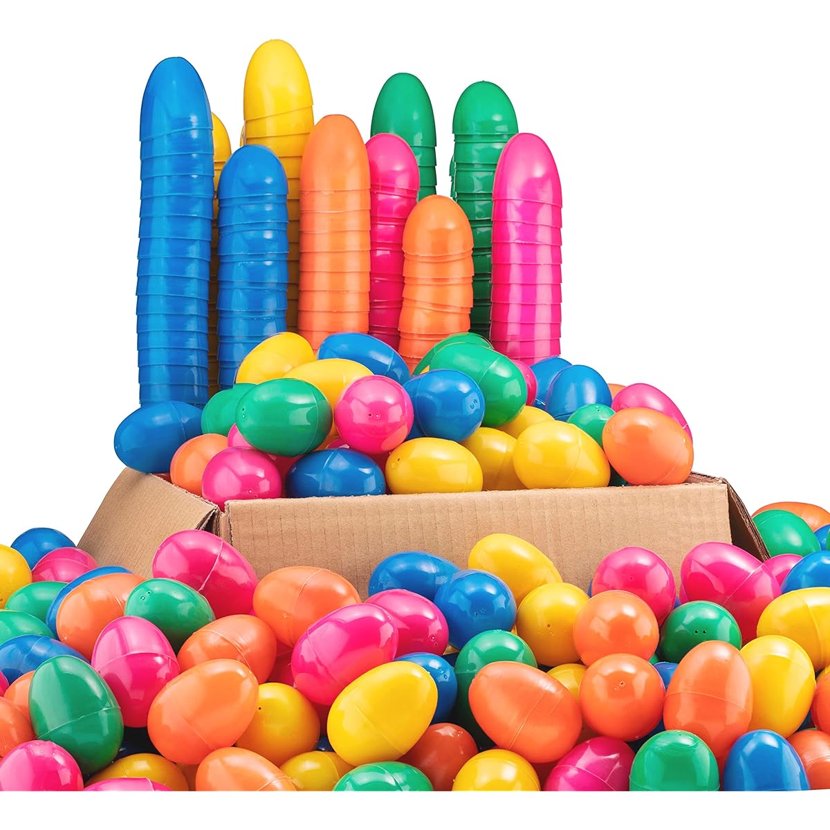 MAXYGIFT 2.25" Sky Blue Multicolor Surprise Plastic Easter Egg Hunt Easter Baskets Bulk (2000 Pack)