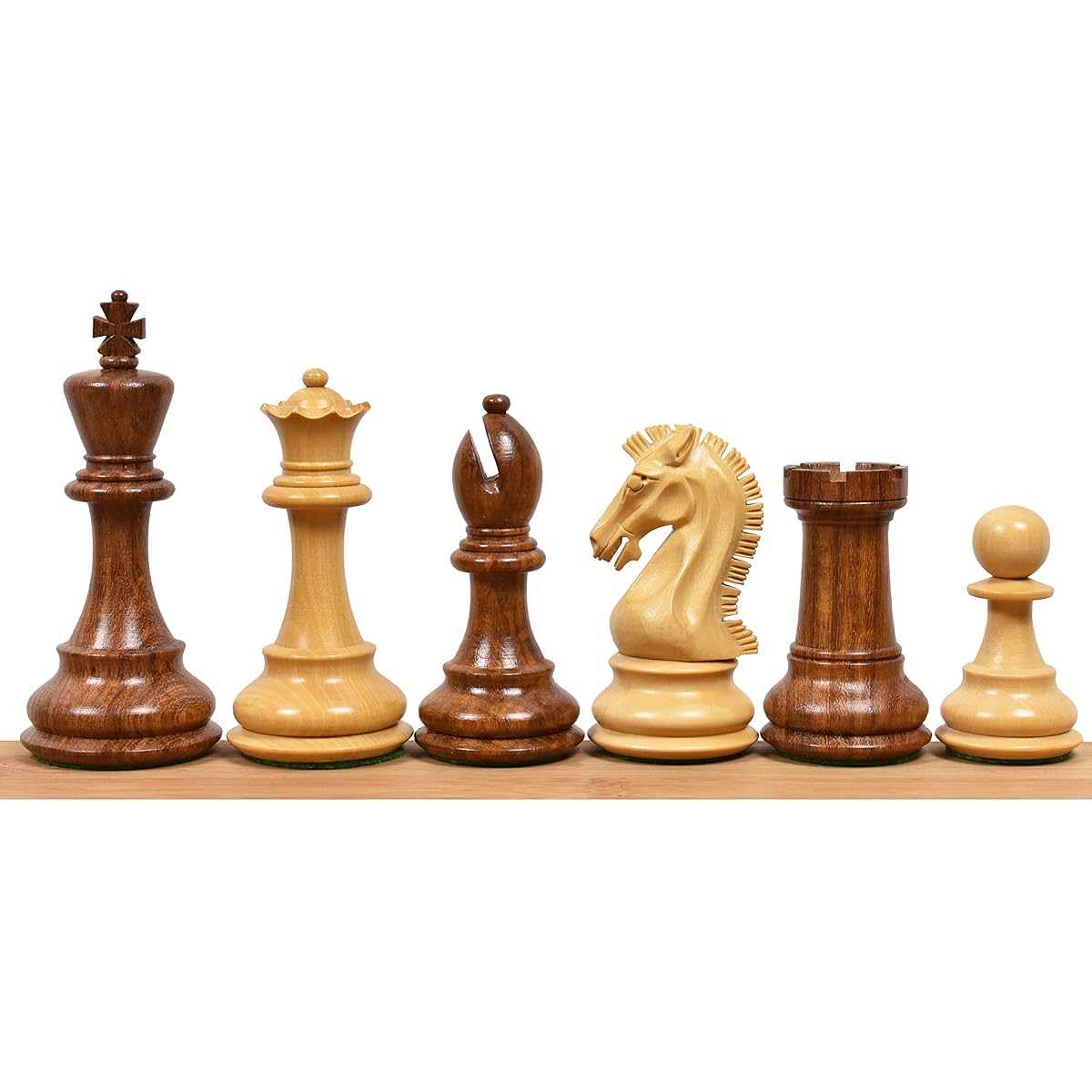 RoyalChessMall- 3.9" Craftsman Staunton Chess Pieces Only Set - Triple Weighted Bud Rosewood 268 YW 34