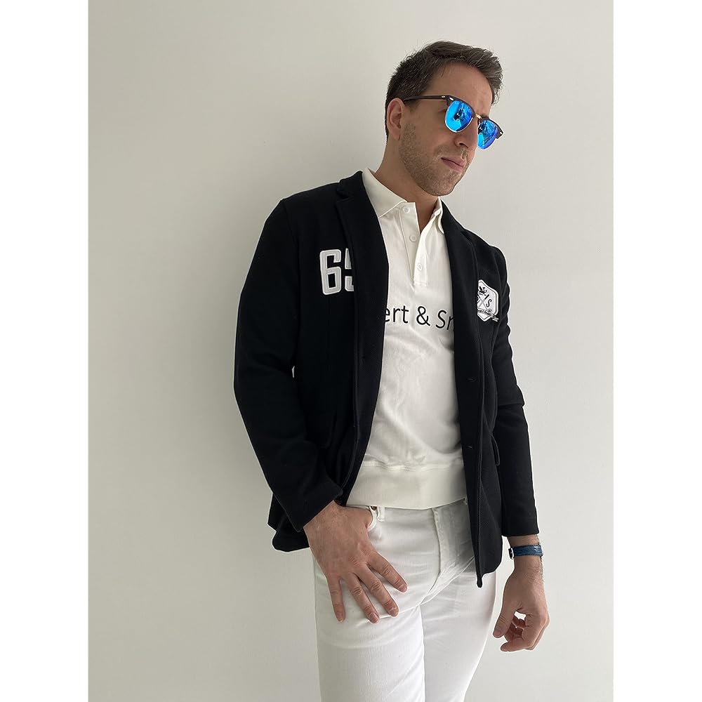 [Robert&Smith] Golf Jacket Golf Blazer "Almost Black Dark Navy" with Emblem Men's Gift…
