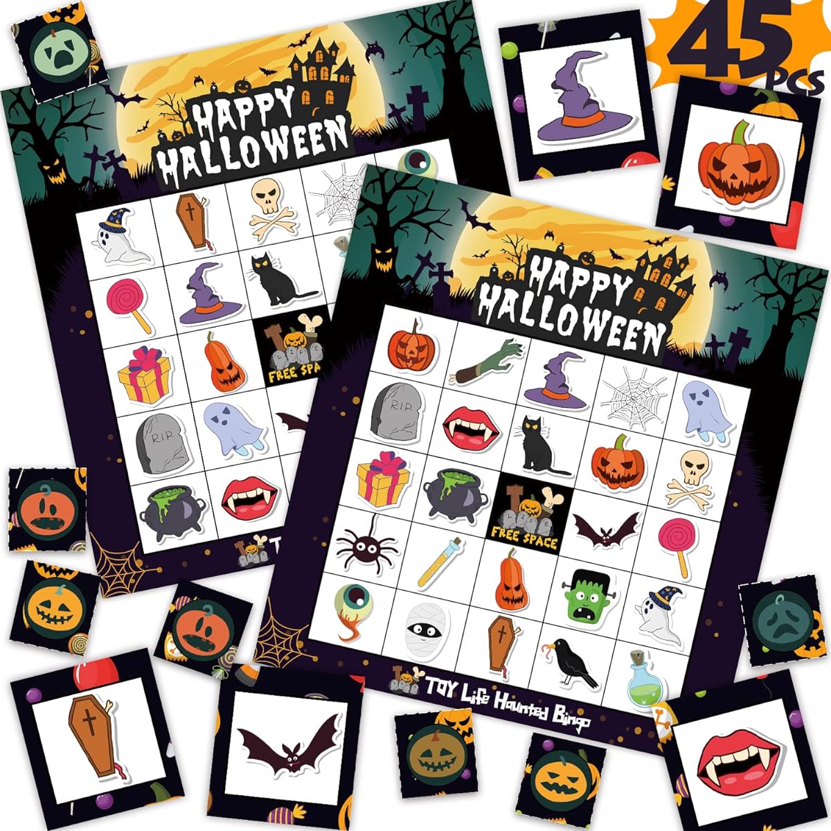 TOY Life Halloween Cards for Kids - 45 Cards - Party Supplies & Activities
