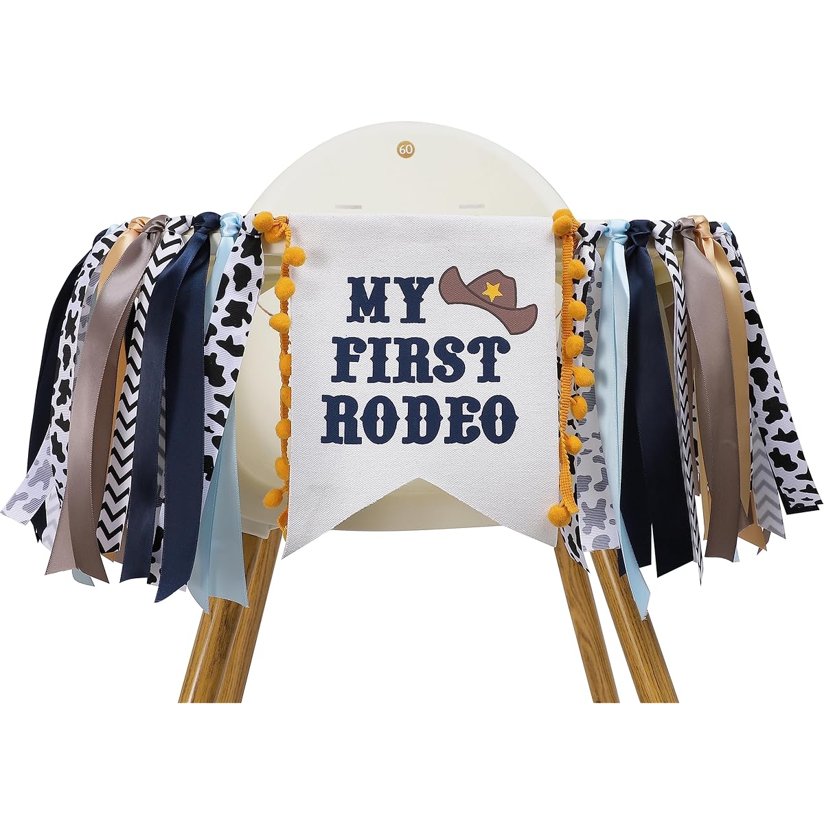 Cowboy 1st Birthday High Chair Banner - My First Rodeo for Kids Boy Baby Shower Farm One High Chair Banner First Birthday Barn Cow 1st Birthday Party High Chair Decorations Cake Smash Western Cowboy Backdrop Garland for Photo Props