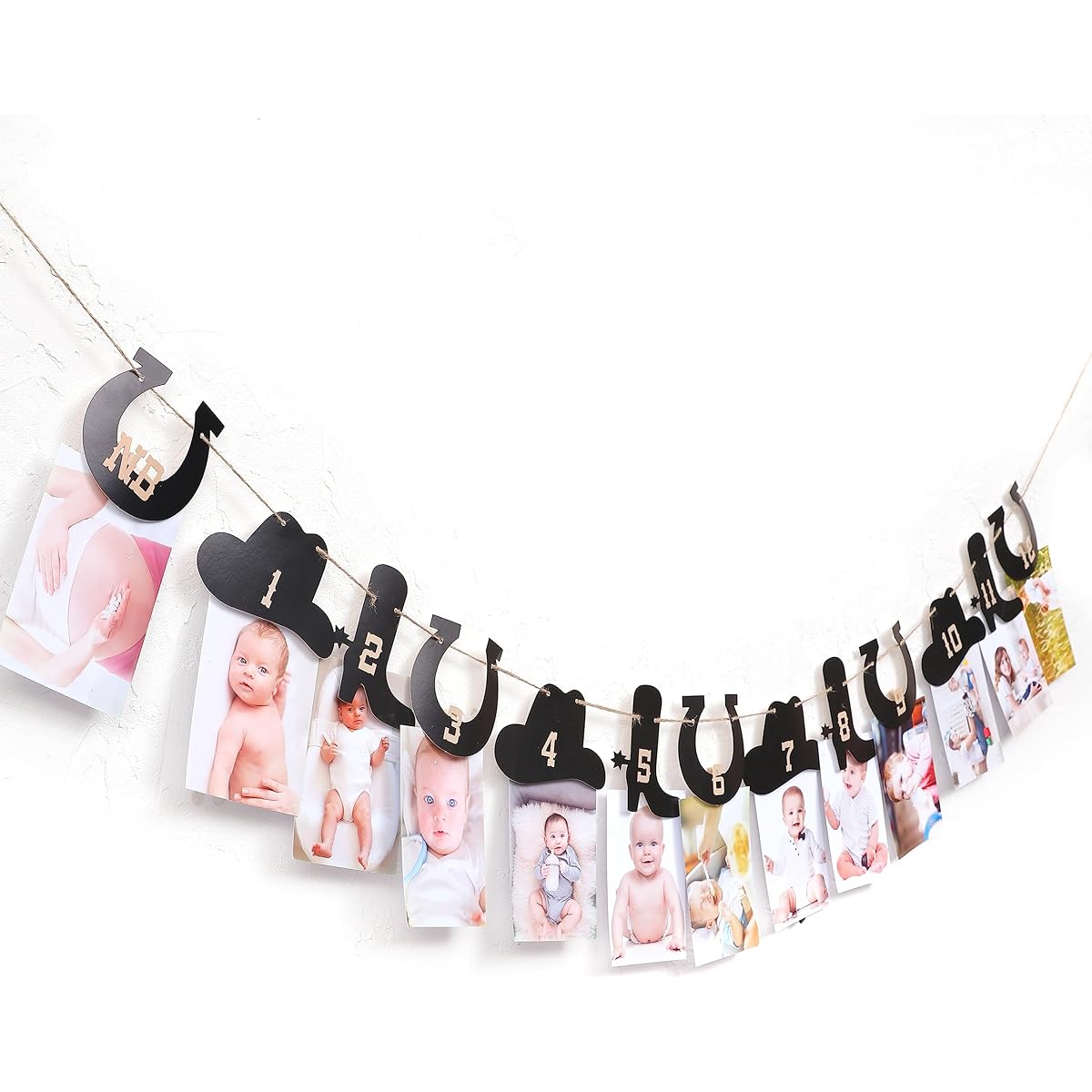 Western Cowboy Monthly Photo Banner - My First Rodeo 1st Birthday Party Cowboy First Birthday Decorations Photo Banner Newborn to 12 Months Cow Birthday Photo Display