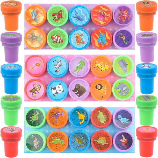 30pcs Wild Animal Stamps Jungle Safari Animal Stamps Self Inking Stamps Kids Birthday Gifts Party Supplies (Wild Animals)
