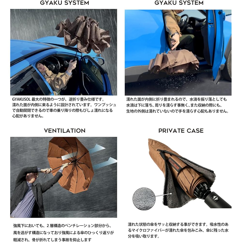 GODO DESIGN Folding Umbrella GYAKUSOL × JSF Khaki JSGD001