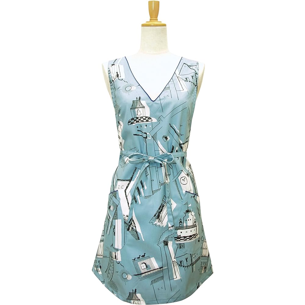 isso ecco apron dress vertical one size fits most made in Japan (blue)