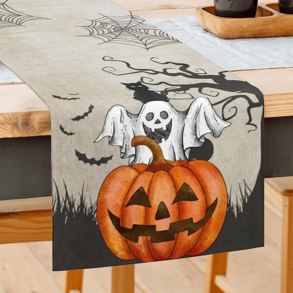 Halloween Table Runner 72 Inch Long Halloween Decorations Indoor Halloween Pumpkin Table Runner Home Party Decor