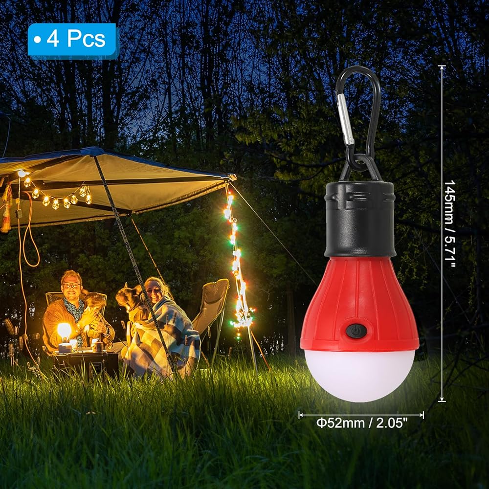 PATIKIL Tent Lantern 4 Pieces Portable Camping Light LED Camping Light Backpack Camping Hiking 145 x 52mm Red