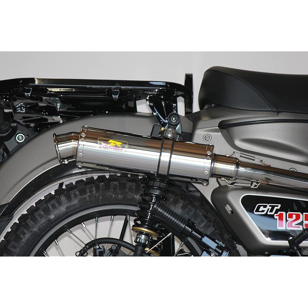 Realize Hunter Cub Motorcycle Muffler CT125 8BJ-JA65 2BJ-JA55 2020~ EMPLESS SUS Stainless Steel Up Type Muffler Honda Custom Dry Carbon with Heat Guard CT125 HUNTER Cub 415-101-00 Silver