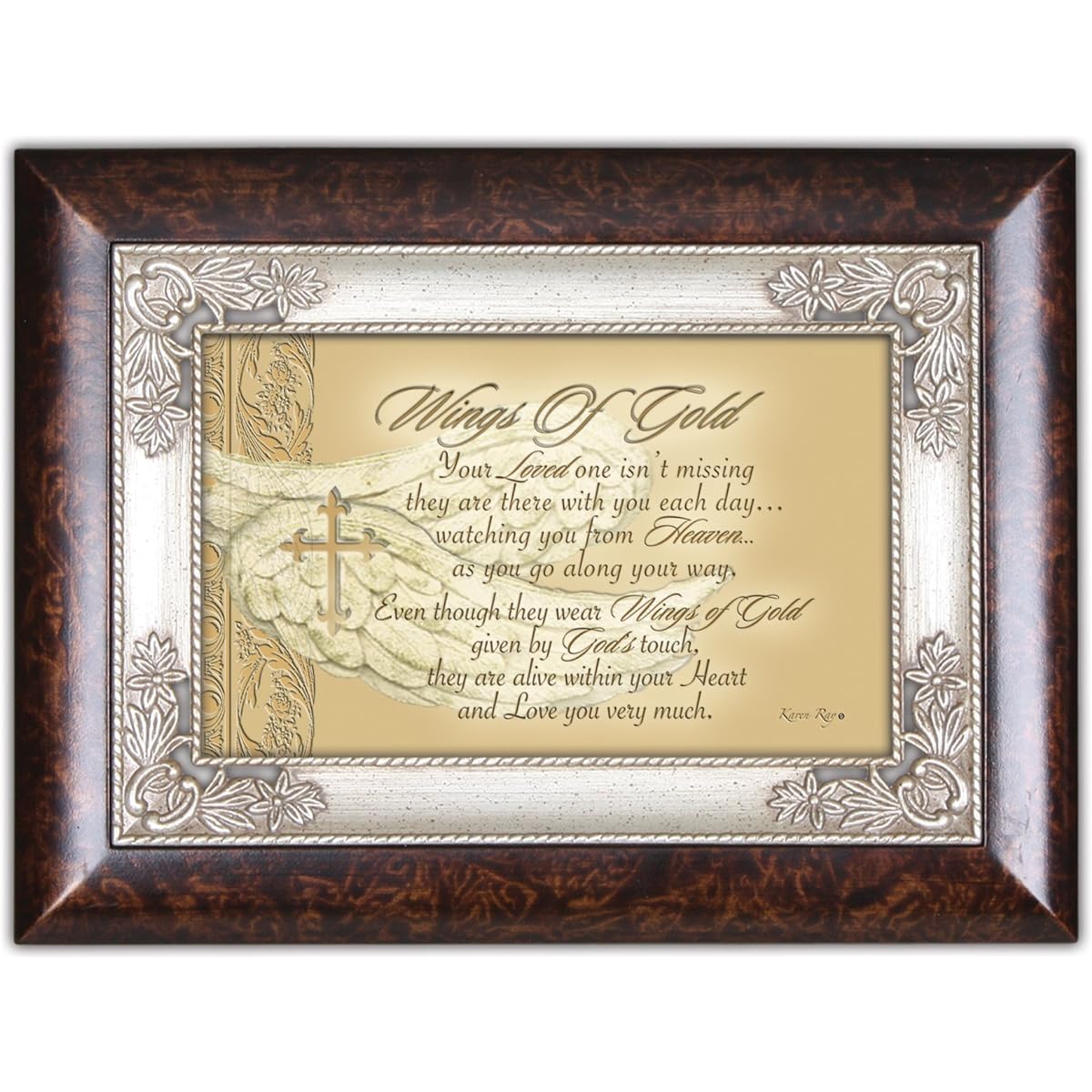 Cottage Garden Italian Inspired Inspirational Music Box - Wings Of Gold Plays Amazing Grace