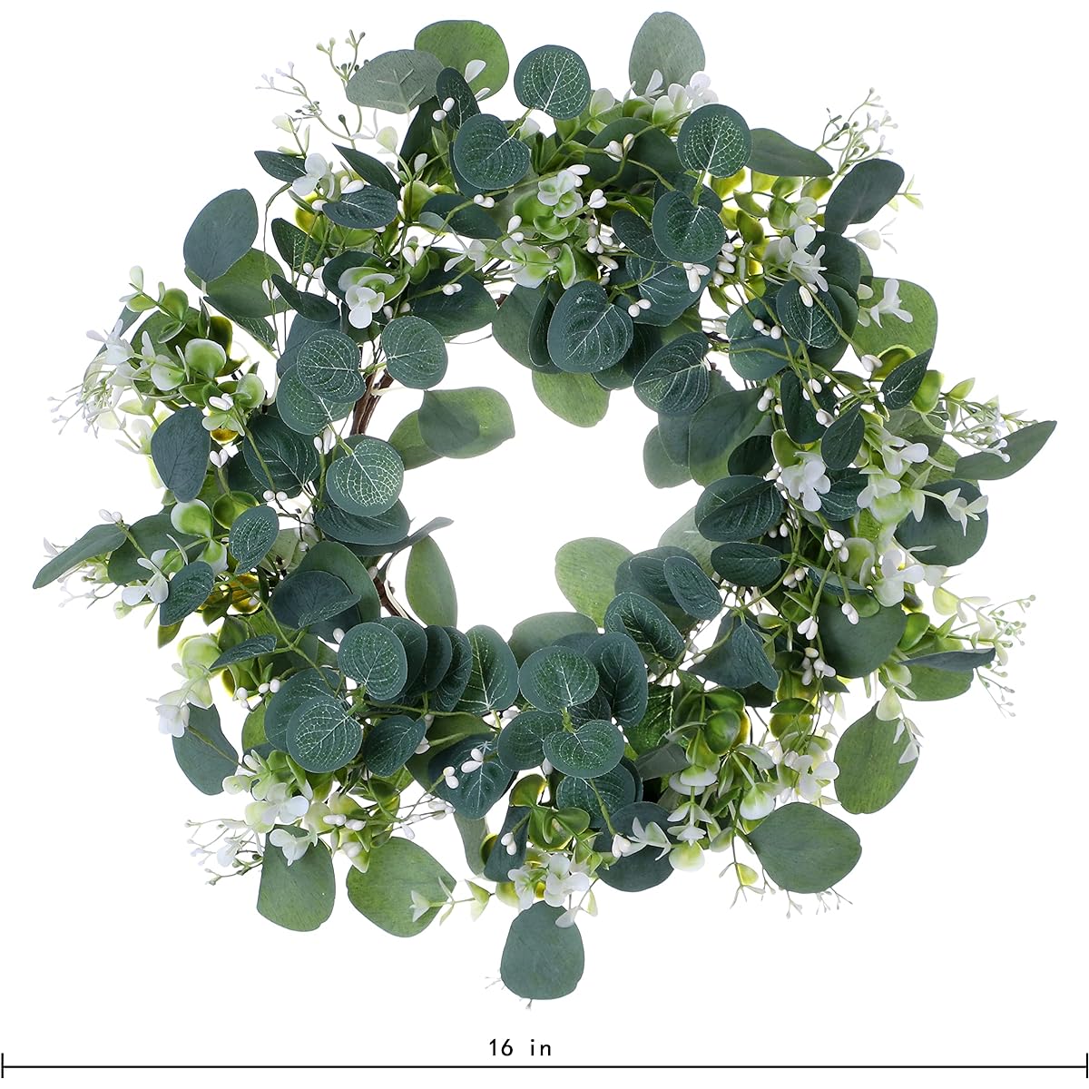 VioletEverGarden Green Eucalyptus Wreath 15 inch Greenery Wreath for Entrance/Spring/Summer Wreath for Home Decoration and Celebrations