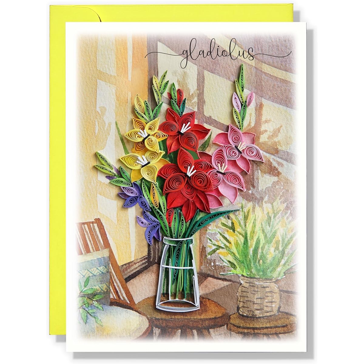 TUMYBee Happy Mother's Day Card Gladiolus Killing Floral Card Birthday Anniversary Birth Flower Mom Woman Daughter Grandmother 12 Months Flower Card (Gladiolus)