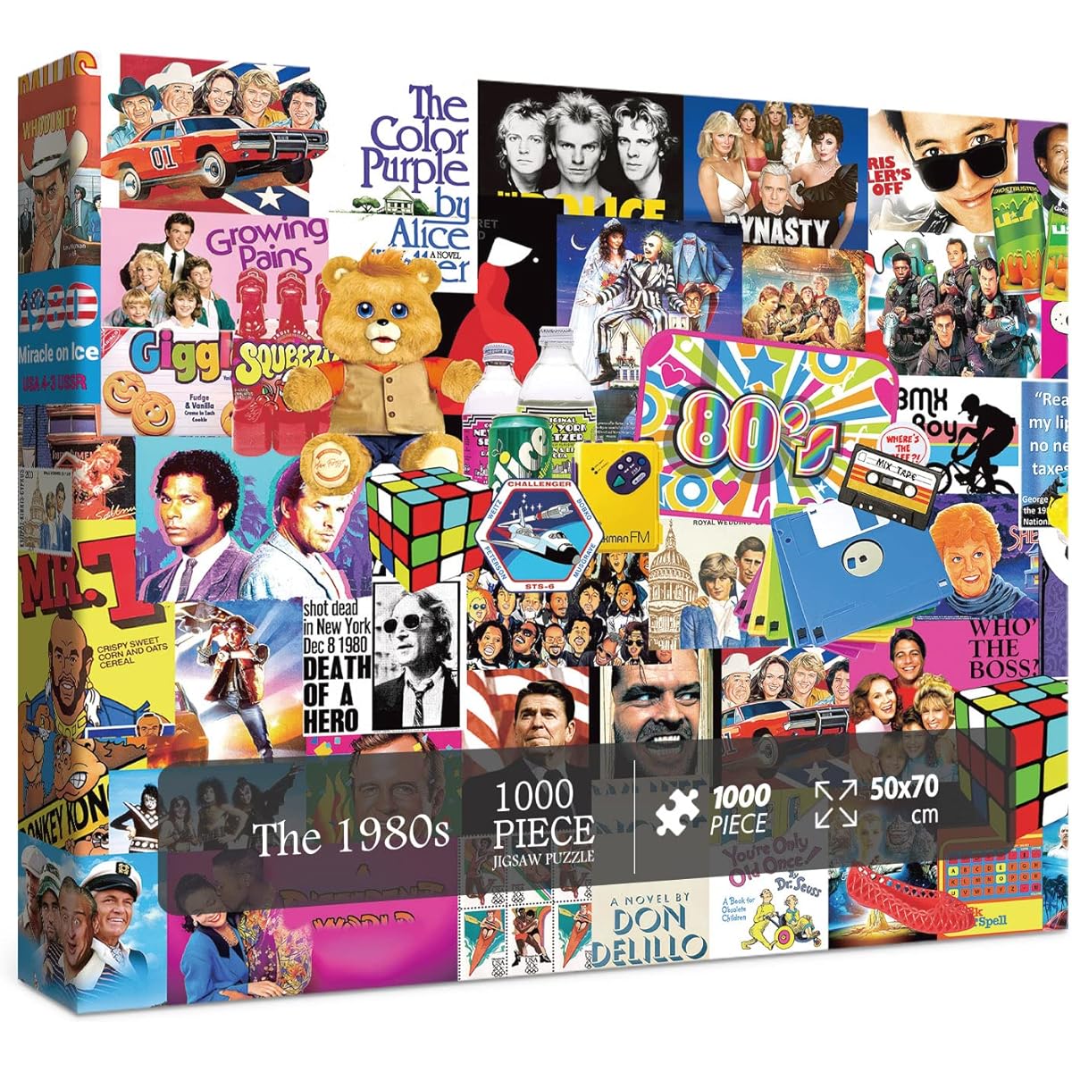 Vintage 1980s Puzzle 1000 Pieces for Adults 80s Pop Culture Movie Puzzle TV Shows Jigsaw Puzzle 80s Gifts