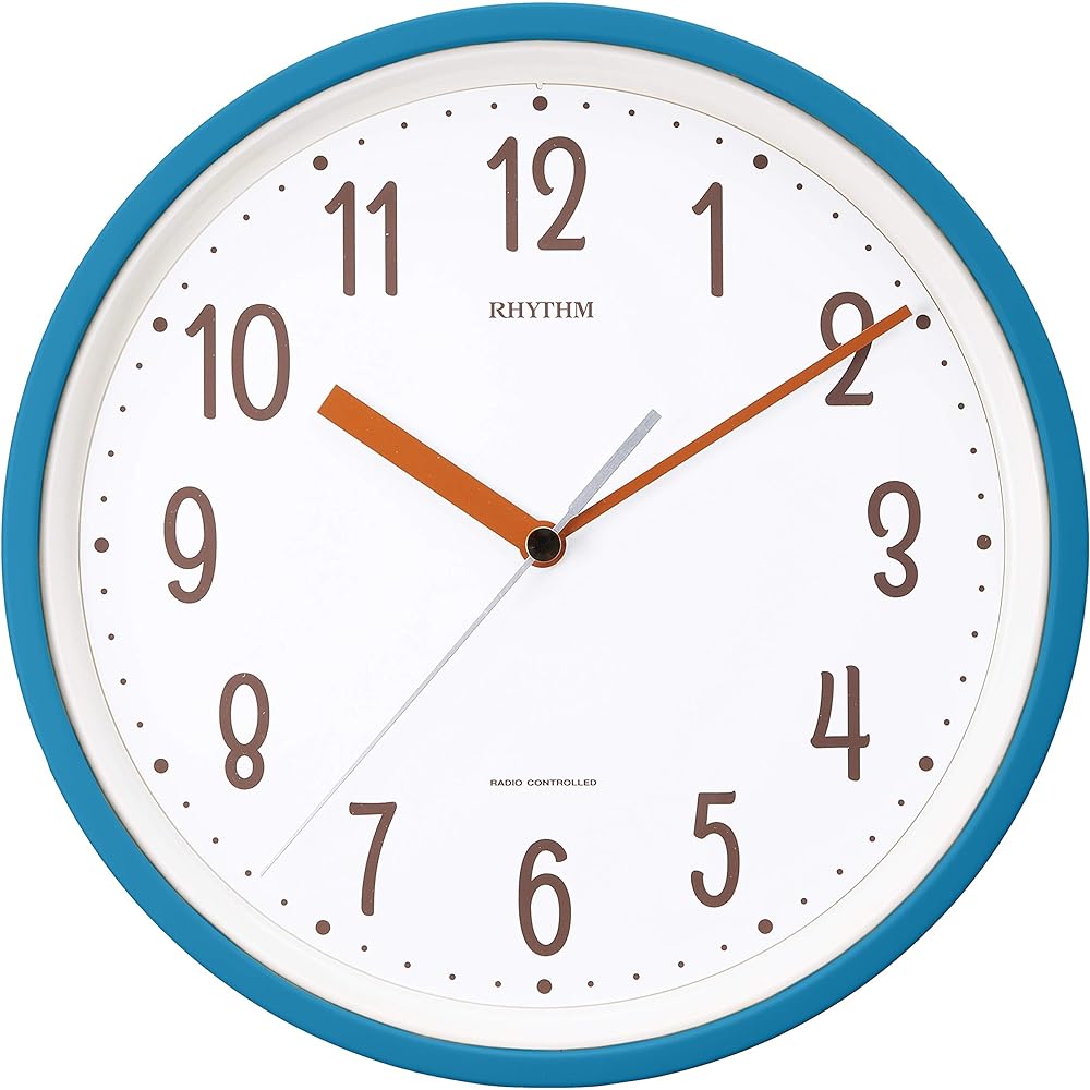 RHYTHM Wall Clock Radio Clock Continuous Second Hand Small Hanging Interior Clock Blue φ25x4.4cm RHYTHM PLUS Standard Style 143 8MYA40NC04