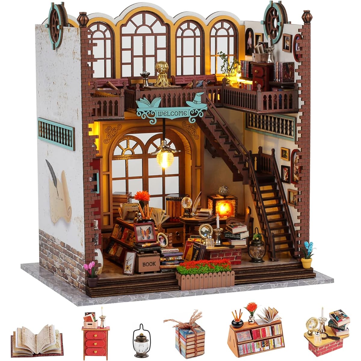 DIY Miniature Dollhouse Kit Small House Kit Magic Bookstore - Handmade Craft Gifts for Adults - Model Building Kit - Creative and Fun DIY Kit