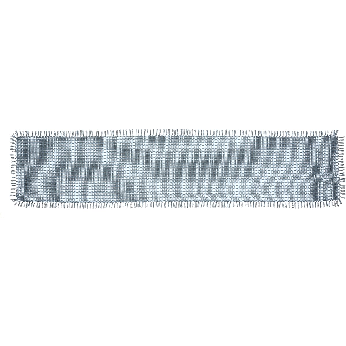 The Season Thread Table Runner, Wedgwood Blue/White with Woven Fringe, 100% Cotton, Size 14x72 Inch