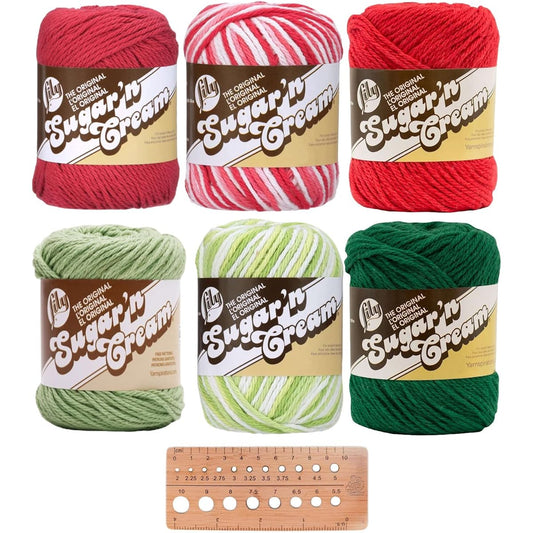 Lily Sugar 'n Cream Yarn Bundle 100% Cotton Worsted #4 Weight (Lily Mix 225)