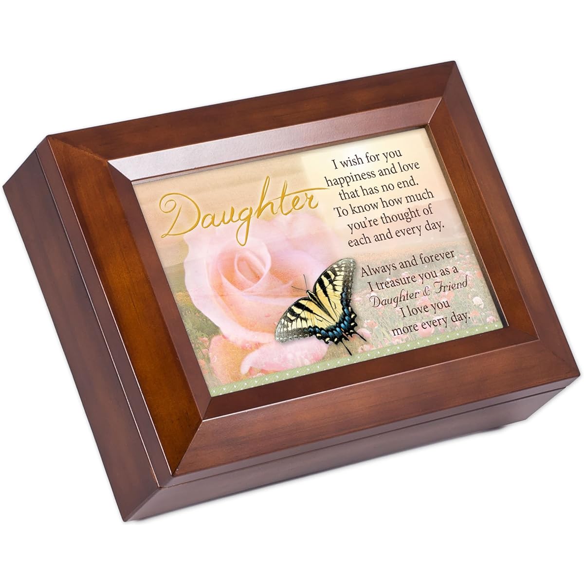 Cottage Garden Daughter Dark Wood Finish Jewelry Music Box - You are My Sunshine